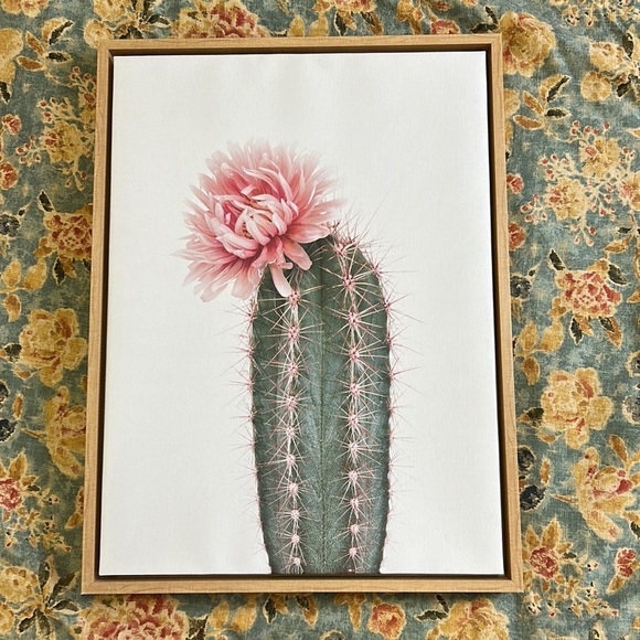 “Sylvie” Pink Cactus Flower Framed Canvas Art - Amy Peterson 18 in. x 24 in. - Picture 2 of 15